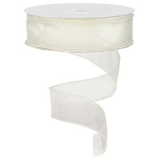 1.5 Inch Ivory Sheer Organza Wired Ribbon, 50 Yards Per Spool (Lot of 1 Spool) SALE ITEM